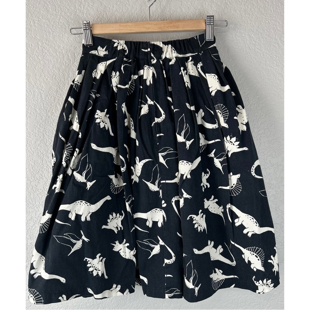 Modcloth Black and White Dinosaur A-Line Skirt